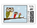 Winter Owls Custom Postage