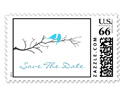 Blue Lovebirds Save the Date Custom Postage