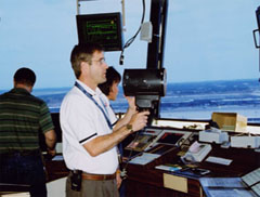 A controller keeps a keen eye out over the airport