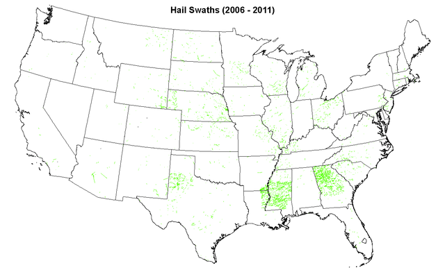 Hail swaths 2012 image