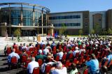 Maj. Gen. David Sprynczynatyk, North Dakota National Guard adjutant general, addresses attendees at the 164th Regiment Regional Training Institute ribbon cutting ceremony Aug. 7. (Photo by Sgt. Eric Jensen, Joint Force Headquarters)
