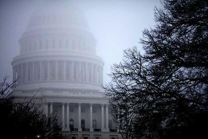 Capitol in fog.