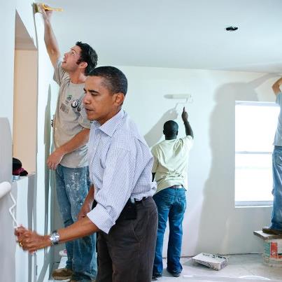 Photo: From the Archives: President Obama serving with AmeriCorps members of Habitat for Humanity of Washington DC on a National Day of Service in 2009.