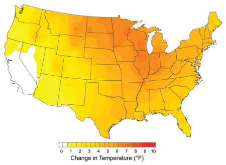 Winter temperature Trends, 1975 to 2007