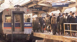 Commuters on a train platform