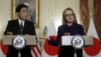 U.S. Secretary of State Hillary Clinton (R) holds a joint news conference with Japan