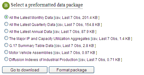 Image of data package radio buttons from the Choose page