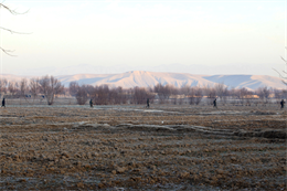 Afghan National Army soldiers patrol over the frost covered ground during Operation New Hope, Kajaki, Afghanistan, Jan. 16. Moments after, they would receive fire from multiple enemy positions. During the operation, the ANA partnered with the Afghan National Civil Order Police and the Afghan Uniform Police in an effort to bring peace, stability and increase the Government of the Islamic Republic of Afghanistan’s influence in the area.