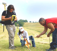 Students working in the field
