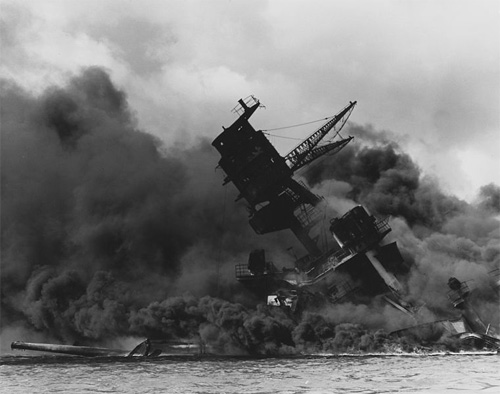 USS Arizona in Pearl Harbor. Please click through for image source.