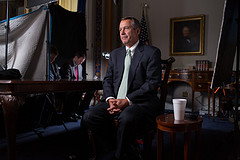 Speaker John Boehner tapes an interview for PBS's FRONTLINE in the &quot;Board of Education&quot; room at the U.S. Capitol. January 23, 2013.  (Official Photo by Bryant Avondoglio)

--
This official Speaker of the House photograph is being made available only for publication by news organizations and/or for personal use printing by the subject(s) of the photograph. The photograph may not be manipulated in any way and may not be used in commercial or political materials, advertisements, emails, products, promotions that in any way suggests approval or endorsement of the Speaker of the House or any Member of Congress.