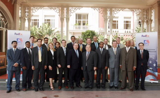 Members of the FedEx Trade Mission to India Take Time to Pose for a Photo in Mumbai, India