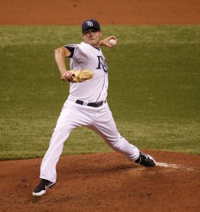 Tampa Bay Rays Pitcher Matt Moore throws a pitch during a game at Tropicana Field in Tampa, Fla.