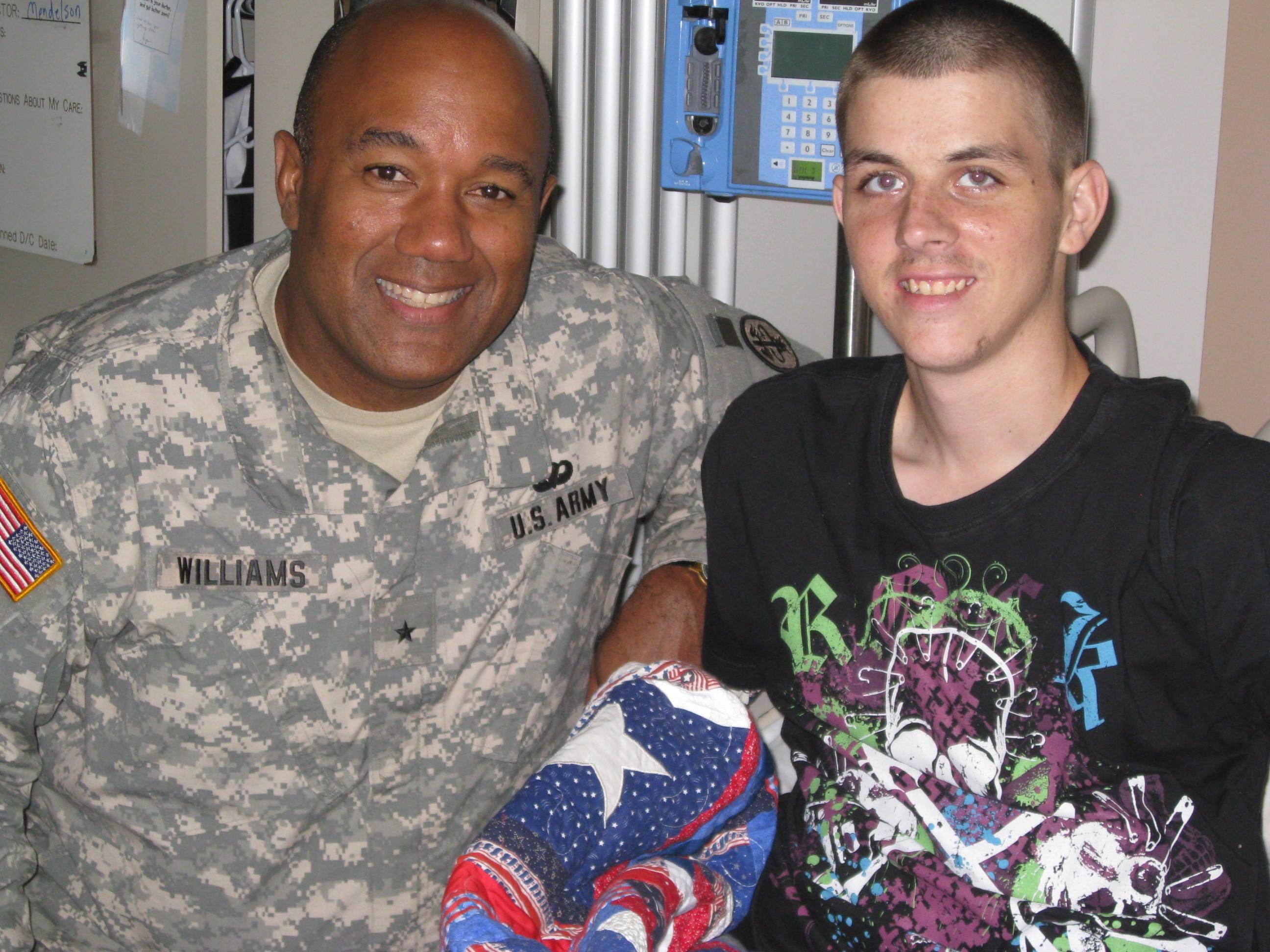 CPL Jeremy D. Voels, a patient at James Haley, talked with BG Darryl Williams about his deployment, injuries and his plans for the future.