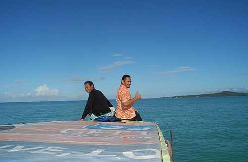 A local fisherman wishing us farewell on our return to Upolu.