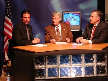 During a break in taping, Congressman Tim Murphy chats with The Front Page hosts Rob Pratte and Craig Newbold. The Congressman was on the show to discuss important healthcare reforms and the upcoming Congress.