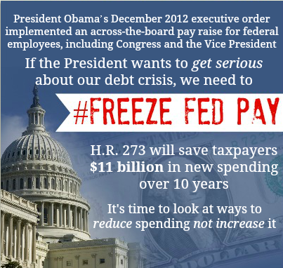 Photo: I just voted to freeze pay for federal employees (including myself). It would stop the automatic pay increase that President Obama had in place. At a time when our national debt is $16 trillion dollars, it is not responsible to be increasing the salaries of federal employees. 

Please LIKE and SHARE the graphic if you agree!