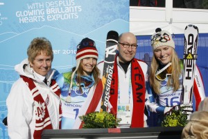 With BC Senator and Olympic legend Nancy Greene Raine and US Ski Team winners Lindsey Vonn and Julia Mancuso