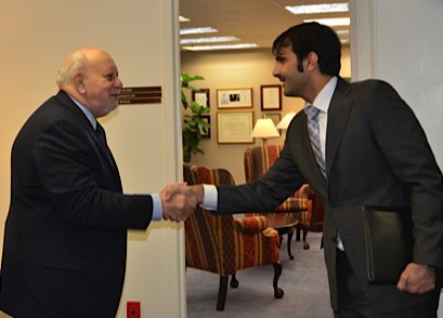 Sheikh Abdulrahman Al Thani, Director of Development of the Qatar Media Corporation meets IBB Director Dick Lobo