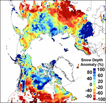 April 2012 snow depth anomaly