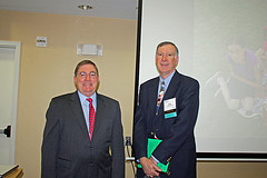 Dr. Burgess visiting with Denton County Health Director, Bing Burton, Ph.D.