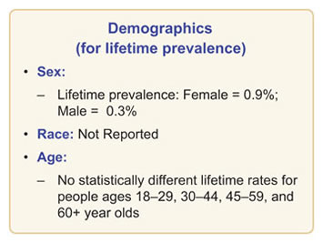 Demographics for lifetime prevalence.