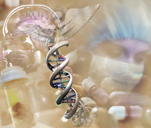 DNA double helix, a health professional and medicine