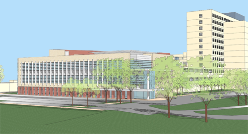 Architechual rendering of the new VAPHS Research building.