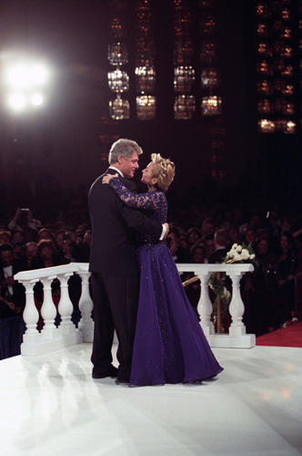 Bill and Hillary Clinton dance at one of the fourteen Inauguration Balls which marked four days of celebrations.