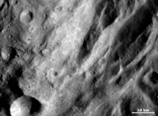 Undulating terrain in asteroid Vesta’s southern hemisphere