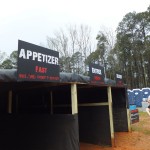 Starting tunnel with appetizer, entree, and dessert above the entrances