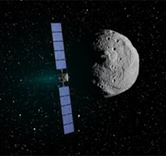 Animation showing the Dawn spacecraft leaving asteroid Vesta and arriving at dwarf planet Ceres