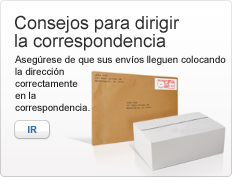 Consejos para dirigir la correspondencia. Asegúrese de que sus envíos lleguen colocando la dirección correctamente en la correspondencia. Ir. Imagen de un sobre y una caja de envío.