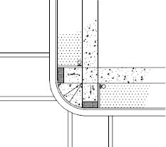 CAD drawing of paired perpendicular curb ramps in sidewalk with parkway at 10-foot radius corner; APS locations indicated.