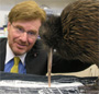 Ambassador Huebner with Chelsea the Kiwi.  State Department Photo.