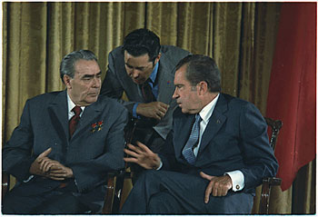 Richard M. Nixon and Leonid Brezhnev meeting during the Soviet Premier’s 1973 visit to the United States