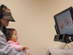 A baby participates in the study of language acquisition. (Photo: University of Pennsylvania)