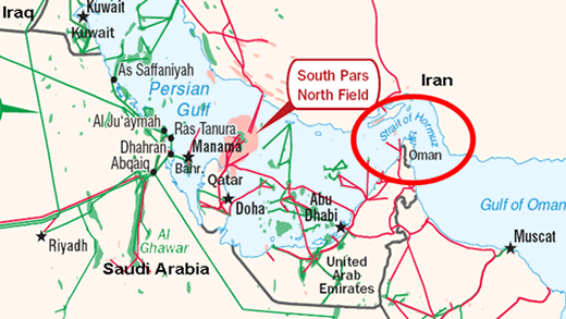 map of Strait of Hormuz