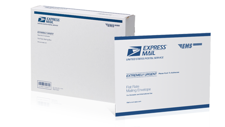  Imagen de suministros para envíos Flat Rate (tarifa fija) para Express Mail.