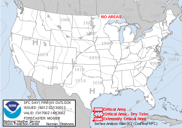 Lastest Day 1 fire weather forecast