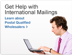 Obtenga asistencia para los envíos internacionales. Más información sobre los mayoristas postales calificados. Imagen de un hombre de negocios con una computadora portátil.