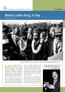 Pamphlet cover showing Martin Luther King Jr. among a crowd