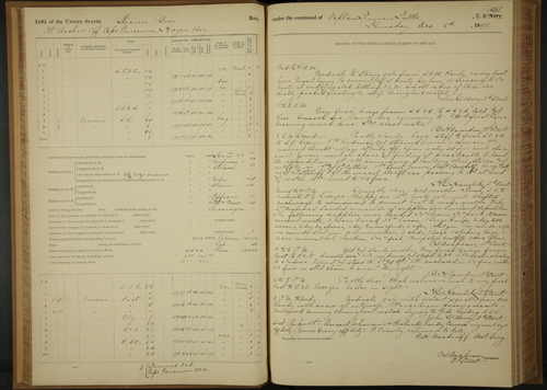 As a Navy veteran I have a particular fondness for U.S. Navy records, especially deck logs. From my first days here at the National Archives when I discovered that we had the actual deck logs from the USS Constitution including her service during the War of 1812 to the day I was handed a deck log of the USS Sanctuary, AH-17 , covering my time aboard that hospital ship in Viet Nam I have been hooked on this record series!
So, it was a real treat to learn that NOAA had approached us in April of 2011 with the idea of digitally imaging the logs of Navy and Coast Guard Revenue Cutter vessels as part of their work with OldWeather.org to document weather conditions in the North Pacific Arctic region during the late 19th and early 20th centuries. In a wonderful crowd sourcing venture, volunteers working with OldWeather.org transcribe handwritten weather observations as well as log entries on vessel movement and activities. It is a win-win cross agency collaboration—NOAA gets the weather data and NARA gets the digital images for posting.
Read the full post on the AOTUS blog.