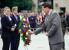 CBP Deputy Commissioner Jayson Ahern places a white rose on a wreath honoring the victims of 9/11.