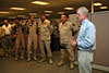 CBP Commissioner Ralph Basham speaks with members of the CBP air branch in Hammond, Louisiana.