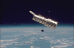 Artist's rendering of the Hubble telescope in space.