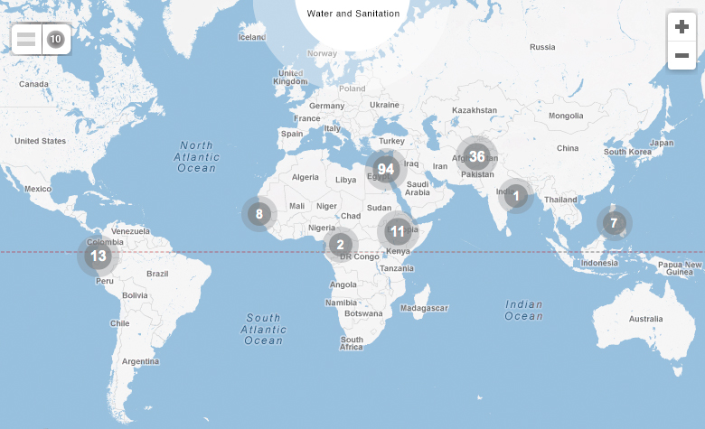 Map of USAID Water and Sanitation Projects - Click to view interactive map