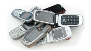 a pile of old cell-phones. None of them smart.