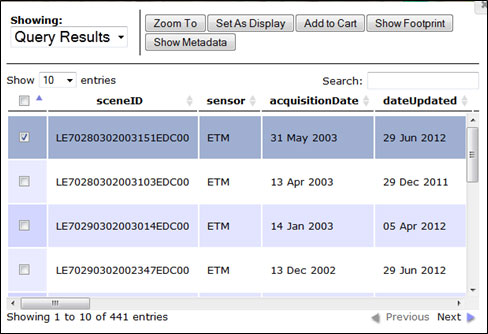 Query Results with Scene Selected