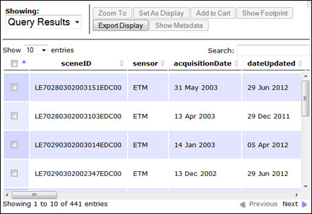 Query Results Table Box